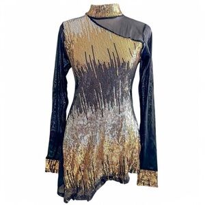 Elegant Gold and Black Sequin Dress